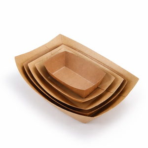 Wholesale Custom Kraft <b>Paper</b> Boat <b>Tray</b> Disposable Food Lunch Box Oil Resistant Takeaway Fast Food Packaging - Product Image 4