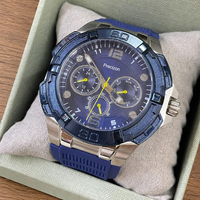 Montre chronographe à quartz multifonction pour homme avec bracelet en silicone, date, jour, sous-cadran, aiguilles luminescentes
