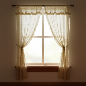 Cortinas de Doble Hoja con Diseño Calado, 2m x 2.5m, Patrón de Cuadrícula, Estilo Panel de Poliéster - Product Image 2