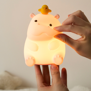 <span class=keywords><strong>Veilleuse</strong></span> Hippopotame en Silicone Souple avec Poussin, Lampe Tactile Rechargeable USB à Claquement, Lumière LED Chaude pour Décoration de Chambre d'Enfant et Aide au Sommeil - Product Image 6