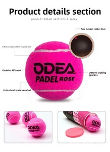 3 balles/boîte Odear Padel Ball en caoutchouc naturel, haute élasticité, durable, portable, pour entraînement en cage, vessie interne épaisse - Product Image 5