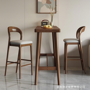 Mesa de Bar y Combinación de Sillas Altas de Madera Maciza de Diseño Nórdico Moderno para Uso en Hoteles con Capacidad para 2 Personas - Product Image 2