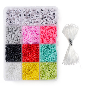 Piezas de cerámica blanda más vendidas, cuentas de arroz con letras en caja de 12 rejillas, cuentas de cerámica blanda, accesorios de joyería DIY con cuentas a mano - Product Image 6