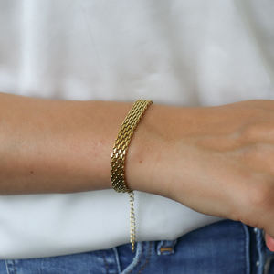 Bijoux étanches vintage <span class=keywords><strong>Bracelet</strong></span> chaîne cubaine en acier inoxydable <span class=keywords><strong>Bracelet</strong></span> en <span class=keywords><strong>maille</strong></span> plaqué <span class=keywords><strong>or</strong></span> 18 carats sans ternissement pour femmes - Product Image 5