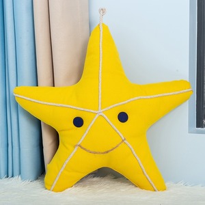 Cojín Decorativo Mediterráneo de Algodón y Lino con Cara Sonriente y Estrella, Cojín Colgante para Sofá con Relleno, Se Puede Colgar y Girar - Product Image 2