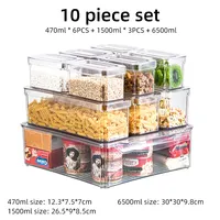 Organizer per cassetti frigo Set di 10 con coperchio frigorifero impilabile contenitori per contenitori da cucina per bevande vegetali trasparenti per alimenti