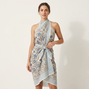 Pareo de algodón hecho a mano con estampado floral, suave, tipo voile, para playa, cubrebañador, accesorio de viaje para resort y vacaciones. - Product Image 1