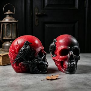 Molde de silicona ecológico para velas aromáticas con diseño de <span class=keywords><strong>cuervo</strong></span> y calavera, molde para manualidades de yeso con temática oscura de Halloween - Product Image 4