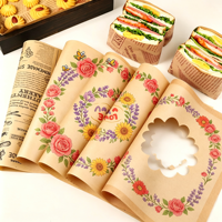 Lot de 4 kits de papier d'emballage alimentaire blanc de qualité alimentaire, résistant à la graisse, biodégradable et écologique pour burgers, pizzas, frites et sandwichs