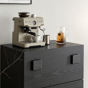 Minimalist Black Oak Wood <b>Drawer</b> Chest, Stackable <b>Storage</b> Cabinet with Square Handles for Bedroom Living Room - Product Image 3