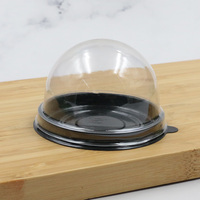 Boîte d'emballage alimentaire jetable en PET, ronde et élégante, pour gâteaux de lune et pâtisseries au jaune d'œuf, avec couvercle noir et transparent, 72x48mm, vente en gros