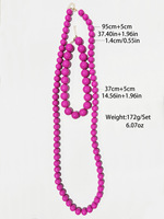 Perhiasan Fashion OEM/ODM Kalung Panjang Berlapis-lapis Manik-manik Warna-warni untuk Wanita, Kalung Bola Bundar Gaya Boho, Grosir Perhiasan
