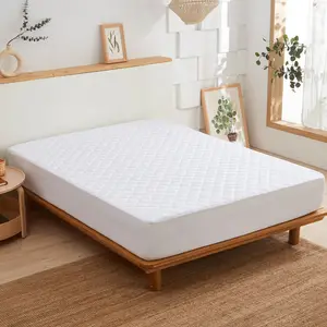 Quality Quilted Poly Queen Polyester Waterproof Mattress Protector Woven Bed Protection Pad Home Hospital Use Plain Style Adults