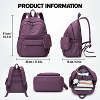 Sac à dos pour femmes, léger, en nylon, multi-compartiments, rangement frontal, sac à dos pour femmes, OEM ODM, vente en gros, 10 pièces, fourniture d'usine