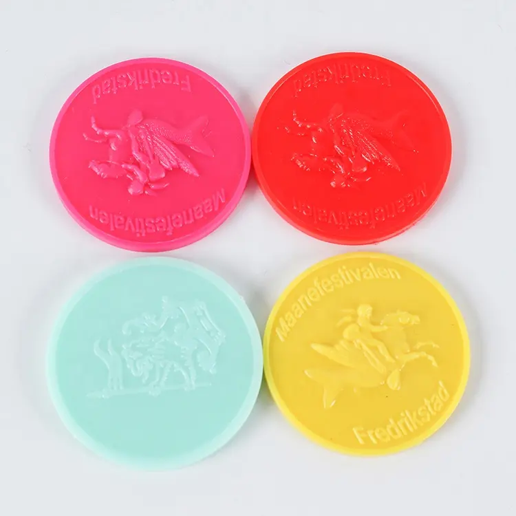 Custom design colored plastic tokens