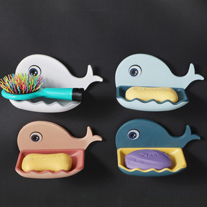Nahe Whale Soap Dish Double Layer Plastic Bathroom Storage Hanging No Drilling Required - Product Image 1