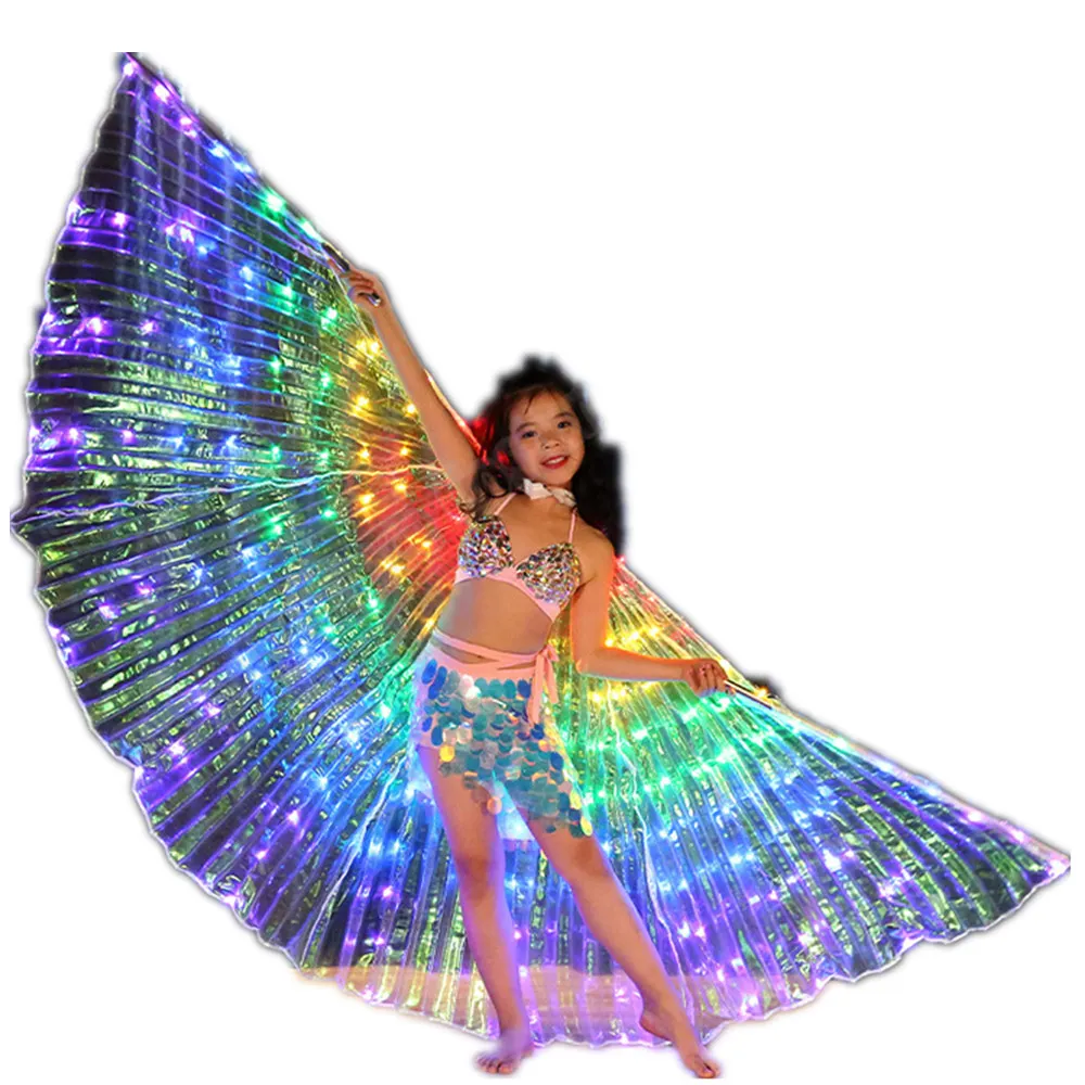 Trẻ em vũ công LED hiệu suất huỳnh quang BƯỚM CÁNH trẻ em led belly dance Isis cánh Carnival trang phục cho mặc