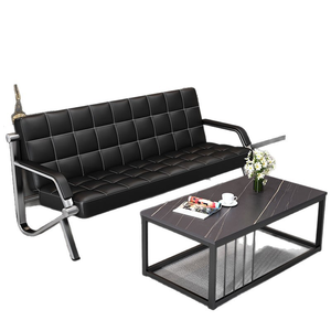 โซฟาหนัง PU สีดำดีไซน์หรูหราสำหรับสำนักงานผู้บริหาร  โซฟาสำหรับห้องรับรองโรงพยาบาลและคลินิก  จัดจำหน่ายโดยโรงงาน - Product Image 5