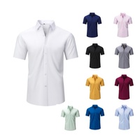Chemises décontractées pour hommes D320 Jiana Bestseller, respirantes, anti-rides, extensibles dans quatre directions, manches courtes, grande taille, couleur unie