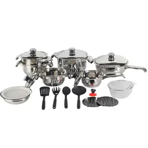 22PC Dishwasher And Oven Safe Works On Induction Professional Stainless Steel Induction Cookware Set