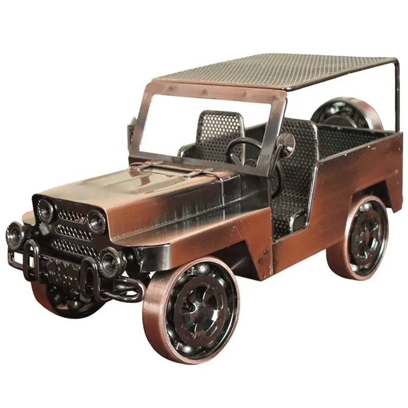 Maqueta retro de metal y hierro para coche jeep, accesorios de decoración para regalos y recuerdos, modelo clásico, gran oferta