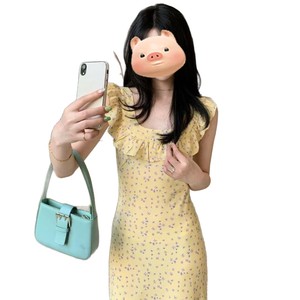 French Style Floral Print Dress Women Summer Ruffled Neckline Yellow Slim Fit Casual Beach Vacation Dress - Product Image 5