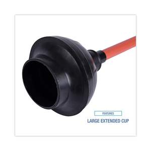 Boardwalk BWK09201EA Rojo/Negro 18 pulgadas. Desatascador de inodoro con mango de plástico para 5-5/8 pulgadas. Tazones - Product Image 6