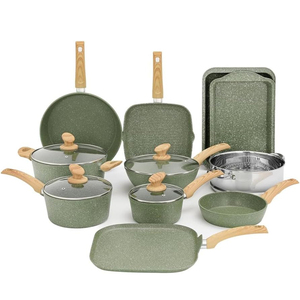Juego de Ollas de Cocina Antiadherentes de Aleación de Aluminio de Alta Calidad de 15 Piezas con Tapas de Vidrio, Asas de Tacto Suave, Forjadas en Cerámica, Aptas para Inducción - Product Image 1