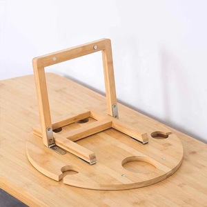 Outdoor Draagbare Opvouwbare Ronde Rode Wijn Dienblad Houten Service Mini Eettafel Slaapbank Beschikbaar Eetplaat - Product Image 6