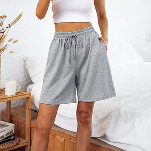 Shorts Deportivos de Mujer de Alta Calidad, Secado Rápido, Ligeros, 100% Algodón, Tela de Rizo, Impresión de Logotipo Personalizada, Shorts Sólidos - Product Image 1