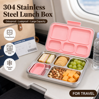 Grande boîte à lunch en acier inoxydable à 5 compartiments, étanche, compatible vapeur, sans BPA, pour adultes, adolescents et enfants, personnalisable OEM ODM