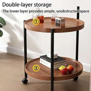 Meubles de salon pour la maison, <span class=keywords><strong>table</strong></span> basse ronde en bois de style moderne, <span class=keywords><strong>table</strong></span> d'appoint en bois durable avec <span class=keywords><strong>roulettes</strong></span> - Product Image 5