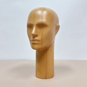 Tête en bois <span class=keywords><strong>Mannequin</strong></span> femme hommes bois <span class=keywords><strong>de</strong></span> hêtre massif pièce commune tête factice couleur bois naturel brut avec tête nez et bouche - Product Image 3