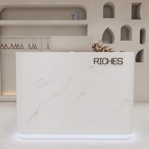Modern Simple <b>Mini</b> Small 39 Inch Luxury Hair Salon Beauty Bank Dental Spa Reception <b>Desk</b> Front <b>Desk</b> with LED Lights for Salon - Product Image 2