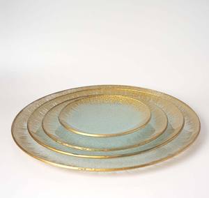 Atacado vidro ouro aro casamento carregador placas para decoração home vidro carregador placas - Product Image 3