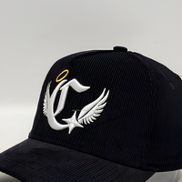 Casquette de baseball en velours côtelé à 5 panneaux avec logo brodé 3D personnalisé de haute qualité pour hommes et femmes, petite quantité minimale de commande