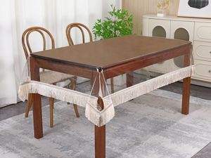 OFERTA ESPECIAL - <span class=keywords><strong>Mantel</strong></span> transparente de PVC <span class=keywords><strong>con</strong></span> borde de flecos blancos - Product Image 1