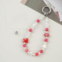 Chaîne de sac, porte-clés perlé, dragonne et lanière pour téléphone portable en verre cristal délicat, coloré et pailleté, orné de perles chaton et de perles poisson