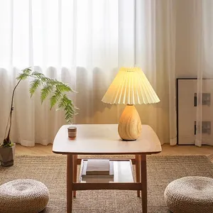 Decoração de quarto para sala de estar, luminária noturna, lâmpada de mesa plissada para leitura e trabalho, luminária de forma de cogumelo