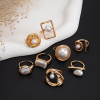 Ensemble de bagues irrégulières creuses en imitation perle style baroque rétro pour femme, élégante, accessoires de bijoux, cadeau