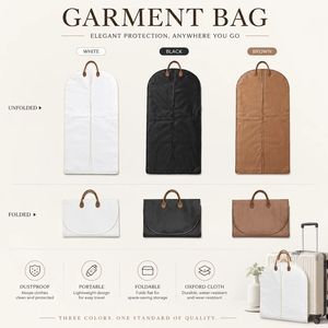 Custom Logo Oxford Fabric Garment Carrier Bag, Durable Zippered Suit Cover with Handle for Bulk Orders & Travel - Product Image 3