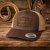 Casquette Trucker Personnalisée 6 Panneaux en Polyester/Coton avec Broderie 3D Logo Courbé Réglable Snapback Style Western Cowboy Cadeau Casquette en Maille