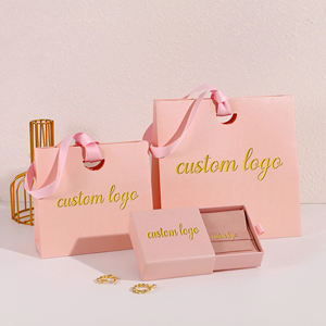 Tas Kertas Mewah Custom dengan Logo Anda Sendiri, untuk Kemasan Hadiah, Belanja, Toko Ritel Kosmetik, Perhiasan, dan Pesta Liburan, Dilengkapi Pita dan Pegangan - Product Image 1