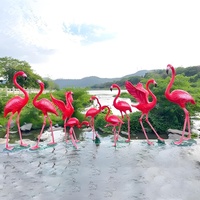Sculpture de flamant rose grandeur nature en fibre de verre de haute qualité, sur mesure pour la décoration des zoos et parcs
