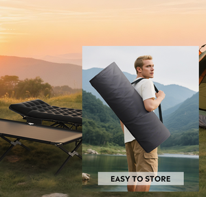 WLIVE Lit de camping moderne en acier 1200D à double couche Oxford pour adultes, lit portable avec matelas, lit pliant d'extérieur avec sac de transport - Product Image 2