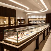 Comptoirs de bijouterie, vitrine à pendentifs, vitrine en verre avec éclairage LED, couleurs personnalisables et design durable