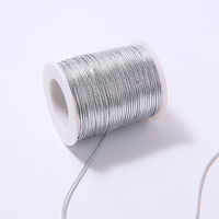 Fil de cordon 100% polyester doré et argenté de 0,8 mm pour nœuds chinois, macramé, cordes tressées, bricolage, pompons, perlage, Shamballa