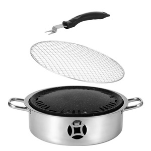 Stainless Steel Barbecue Grill Multi-functional Outdoor Camping Grill With Water Trough And Grilling Plate - Product Image 2