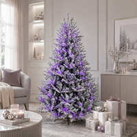 Sapin de Noël artificiel floqué pré-éclairé en gros avec lumières LED multicolores, arbre réaliste enneigé pour la décoration des fêtes