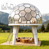 RAXTENT Dôme Duplex en Verre de 4M Maison de Glamping Hôtel Pods avec Plateforme de Support à 4 Pieds